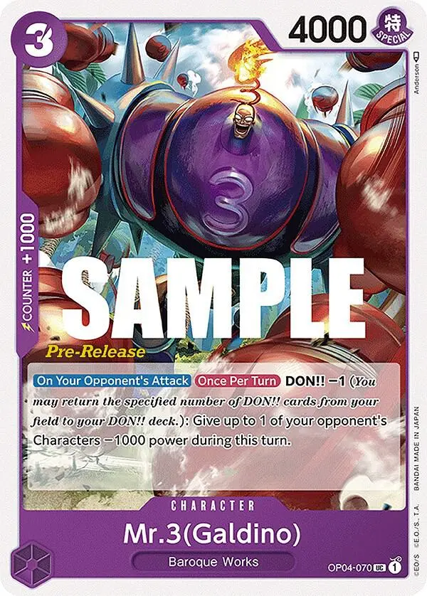 Mr.3 (Galdino), Kingdoms of Intrigue Pre-Release Cards OP04-070