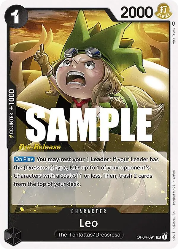 Leo, Kingdoms of Intrigue Pre-Release Cards OP04-091