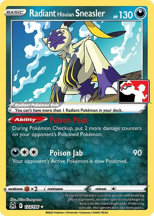 Radiant Hisuian Sneasler, Prize Pack Series Cards 123/196