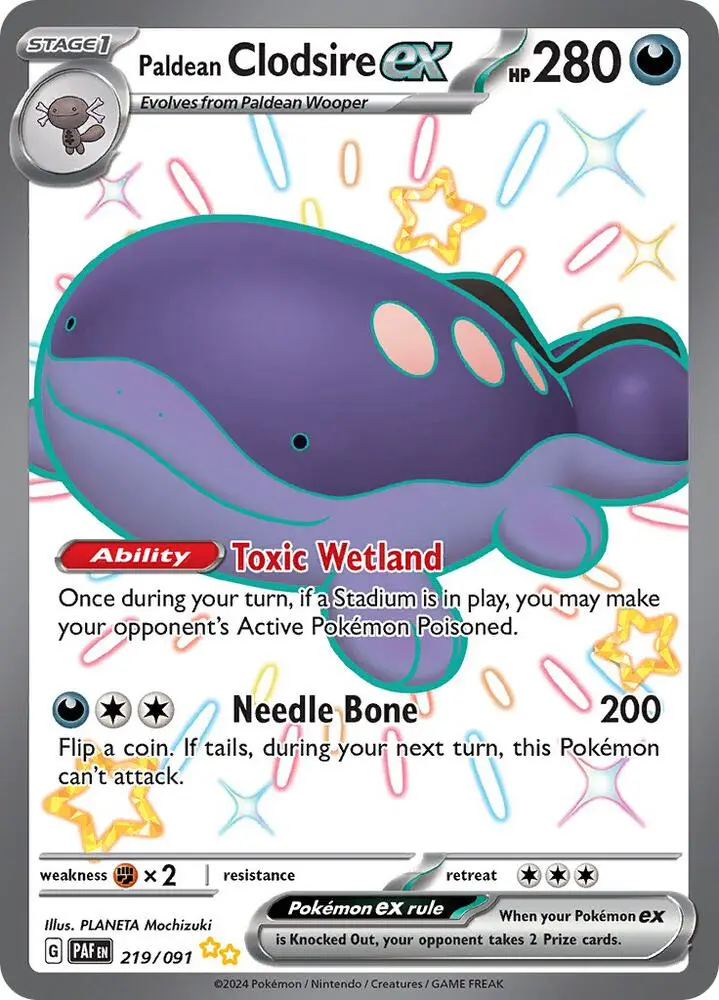 Paldean Clodsire ex, Paldean Fates 219/91