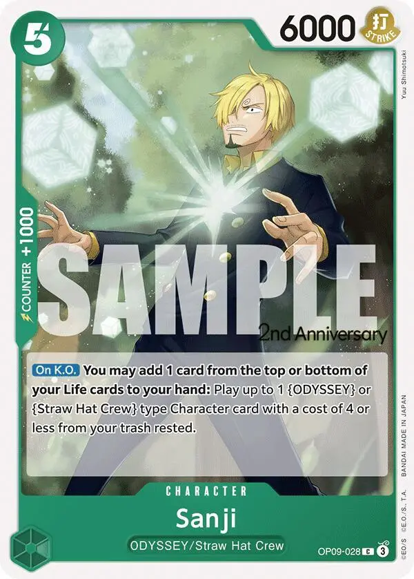Sanji, Emperors in the New World: 2nd Anniversary Tournament Cards OP09-028