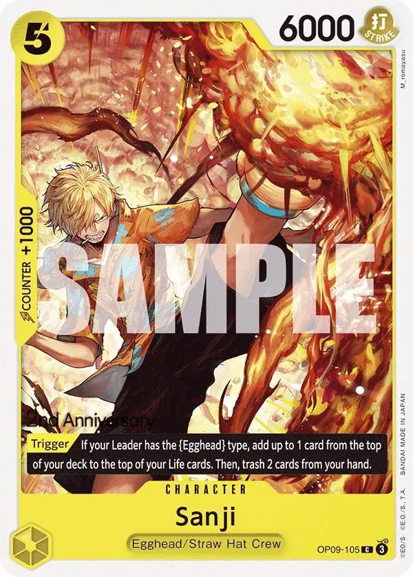 Sanji, Emperors in the New World: 2nd Anniversary Tournament Cards OP09-105