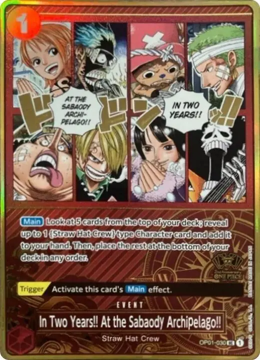 In Two Years!! At the Sabaody Archipelago!! (One Piece Japanese Version 2nd Anniversary Set), One Piece Promotion Cards OP01-030