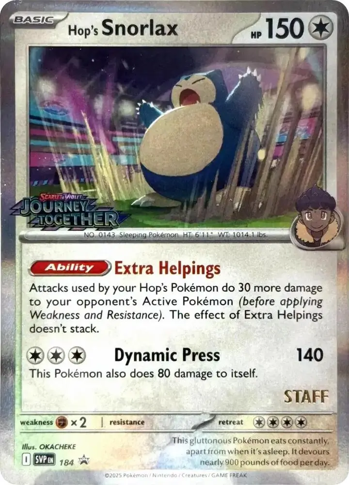 Hop's Snorlax, SVP Black Star Promos 184