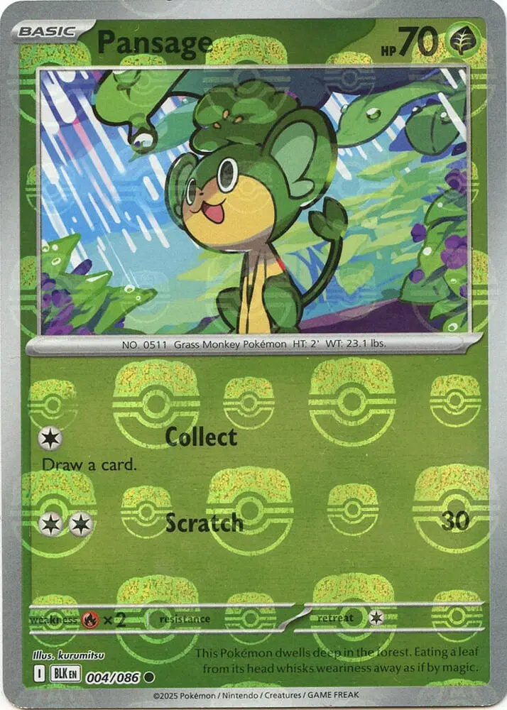 Pansage (Master Ball Pattern), Black Bolt 004/086