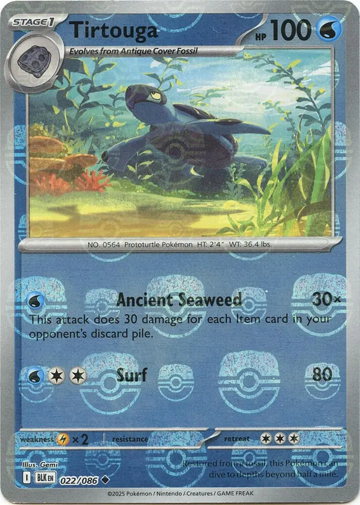Tirtouga (Master Ball Pattern), Black Bolt 022/086