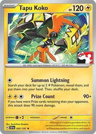 Tapu Koko, Prize Pack Series Cards 065/191