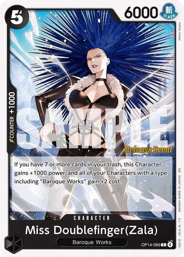 Miss Doublefinger (Zala), The Azure Sea's Seven Release Event Cards OP14-086