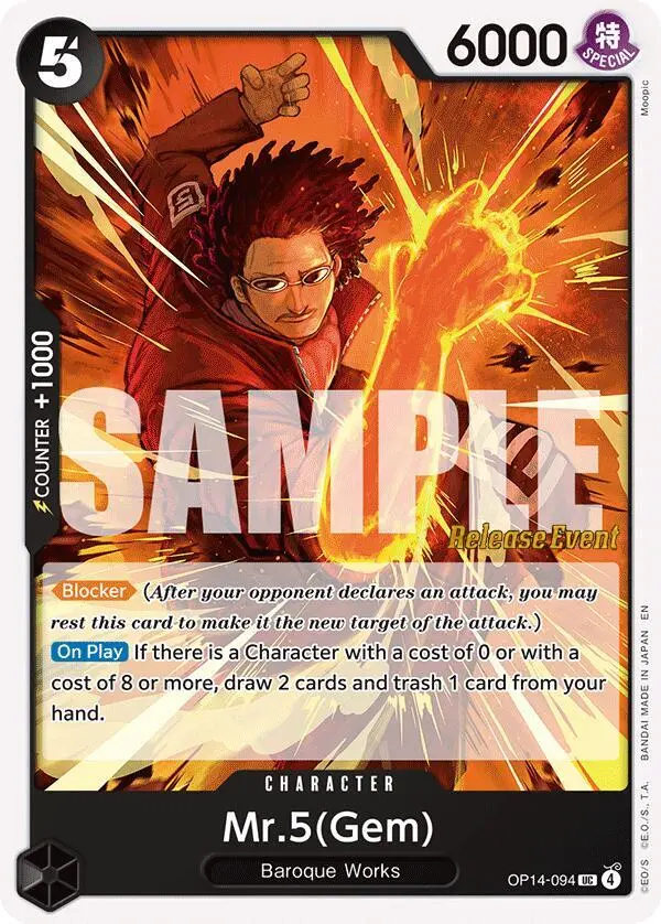 Mr.5 (Gem), The Azure Sea's Seven Release Event Cards OP14-094