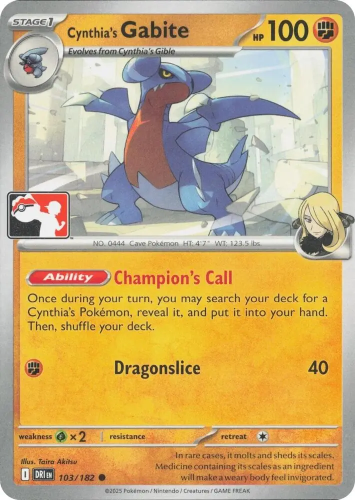Cynthia's Gabite, Prize Pack Series Cards 103/182