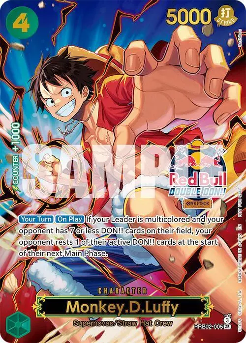 Monkey.D.Luffy (Red Bull Double Don!! Winner Textured), One Piece Promotion Cards PRB02-005
