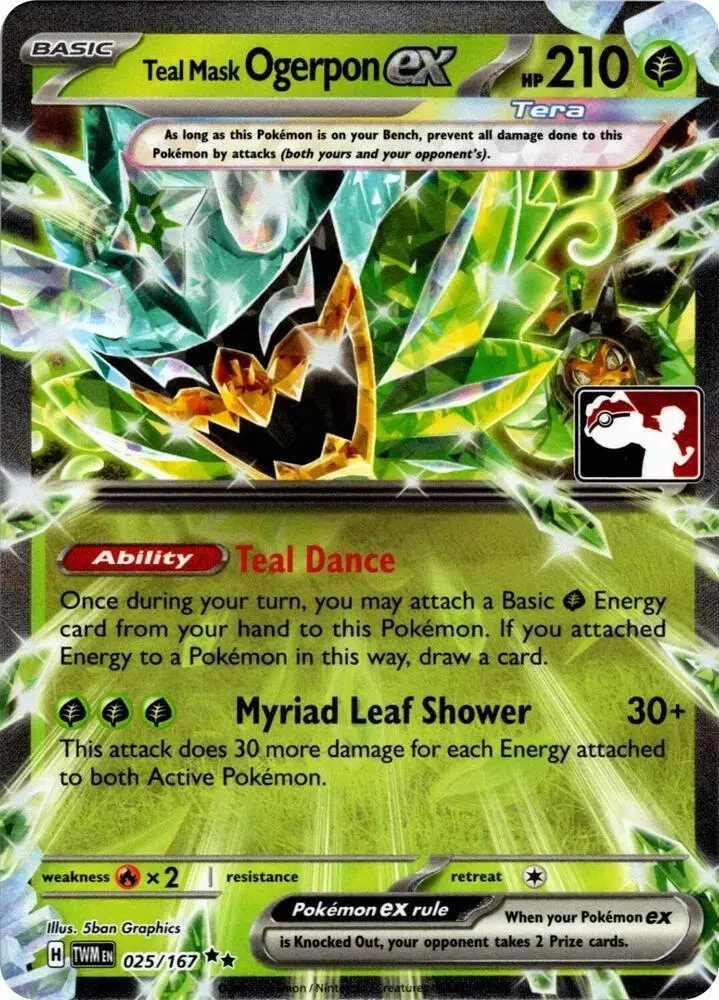 Teal Mask Ogerpon ex, Prize Pack Series Cards 025/167