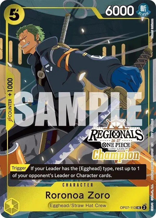 Roronoa Zoro (Regionals Champion Card Set 26-27), One Piece Promotion Cards OP07-113