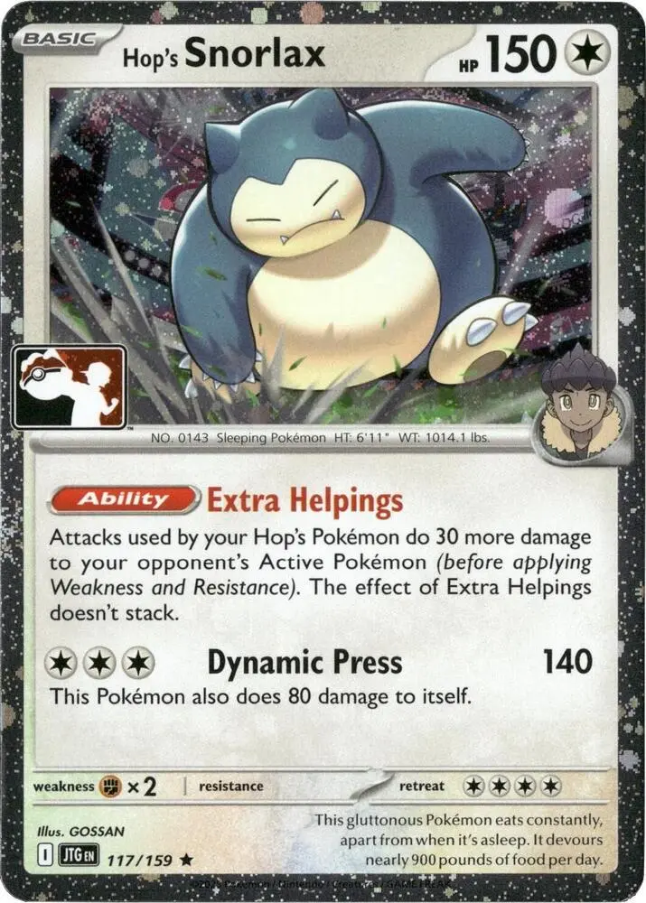 Hop's Snorlax, Prize Pack Series Cards 117/159
