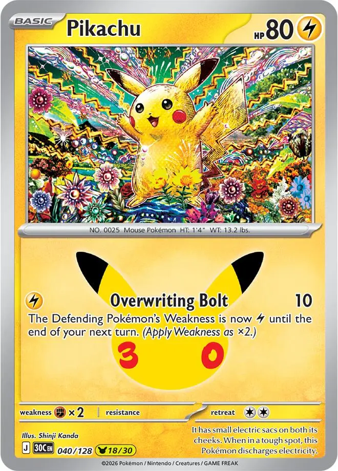 Pikachu, 30th Celebration 040/128