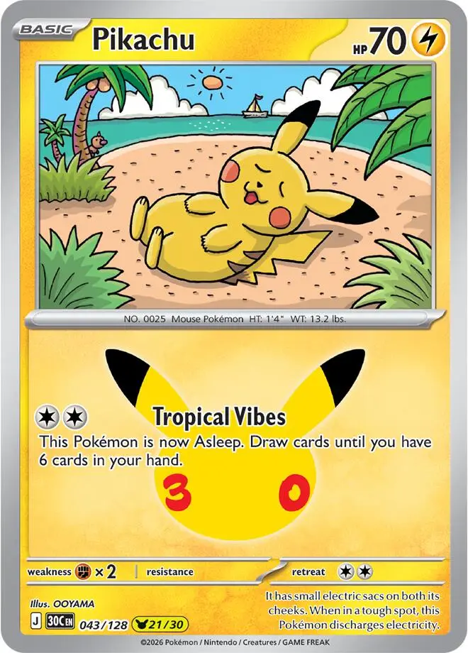 Pikachu, 30th Celebration 043/128