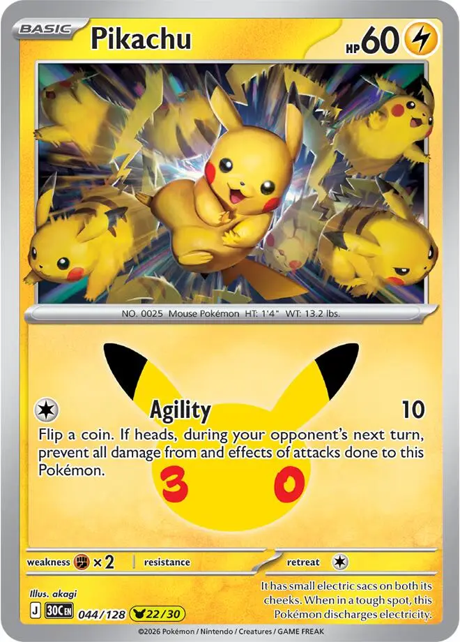 Pikachu, 30th Celebration 044/128