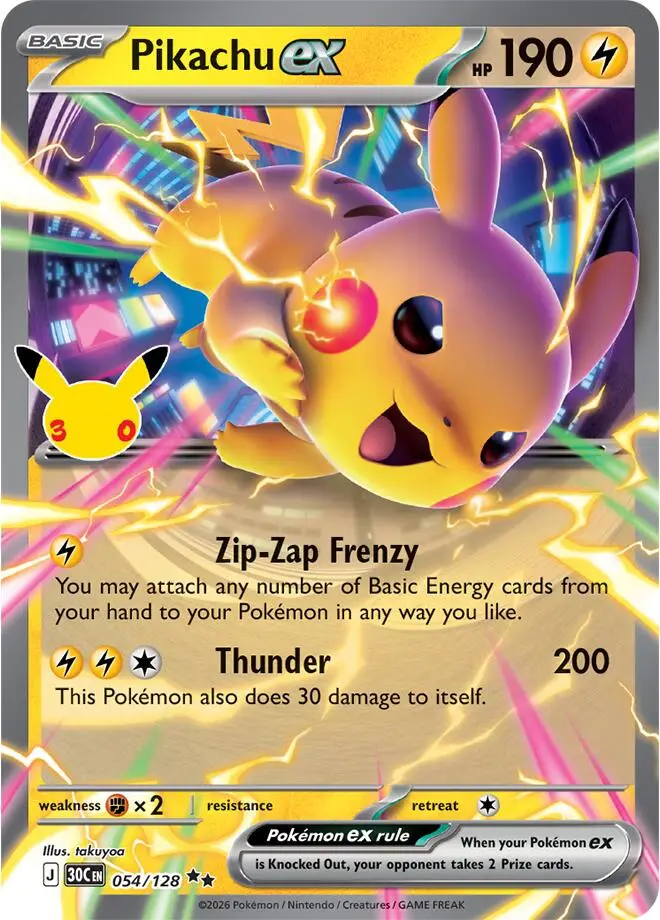 Pikachu ex, 30th Celebration 054/128