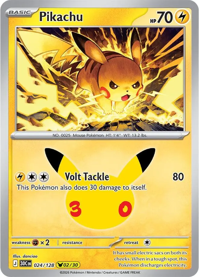 Pikachu, 30th Celebration 024/128