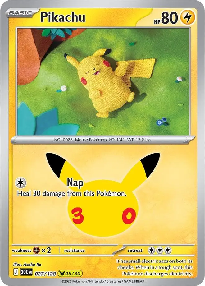 Pikachu, 30th Celebration 027/128