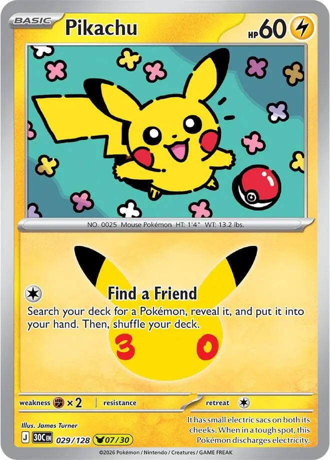Pikachu, 30th Celebration 029/128
