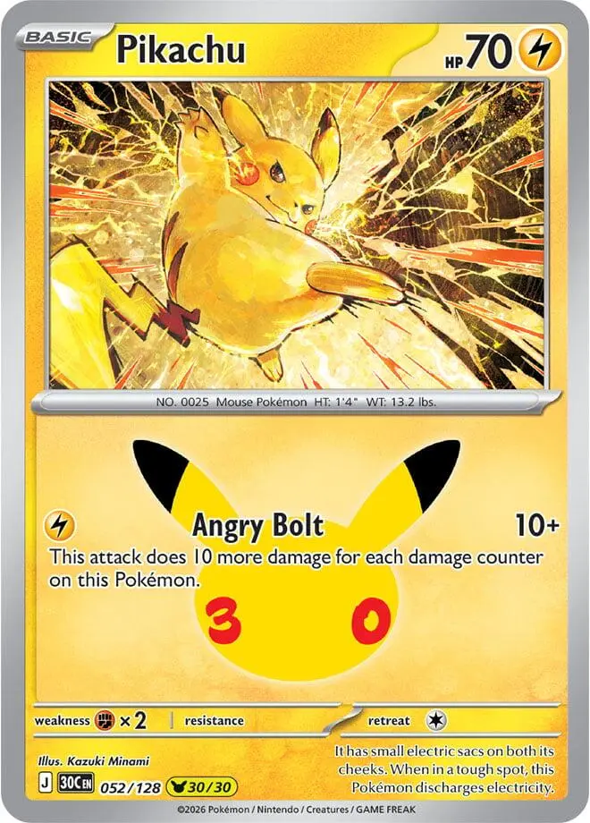 Pikachu, 30th Celebration 052/128