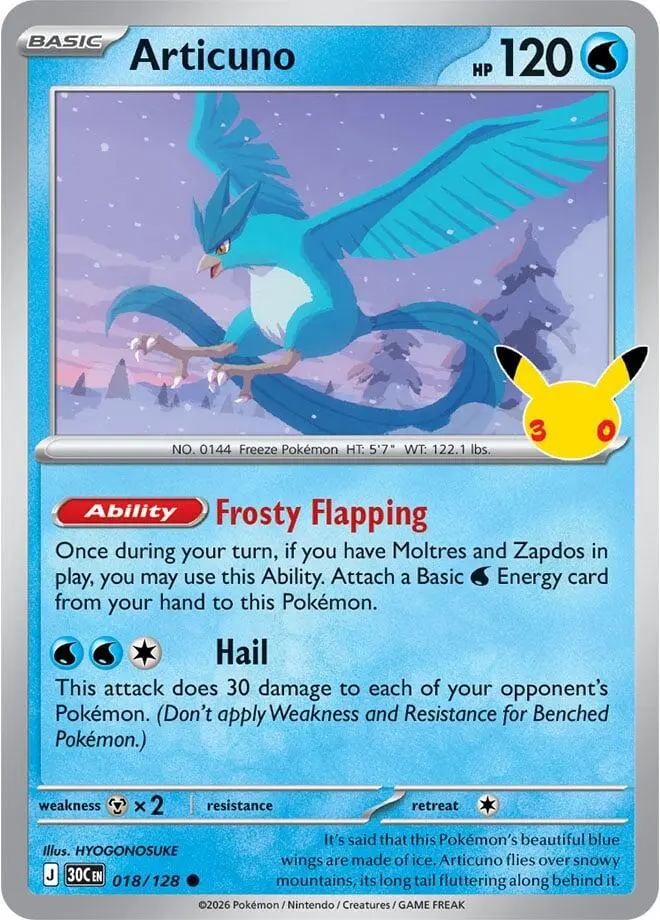 Articuno, 30th Celebration 018/128