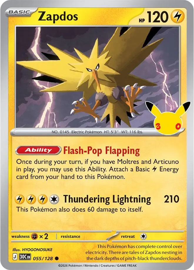 Zapdos, 30th Celebration 055/128