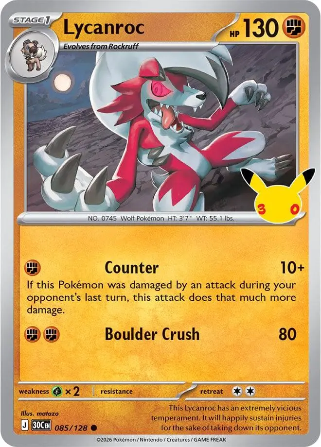 Lycanroc, 30th Celebration 085/128