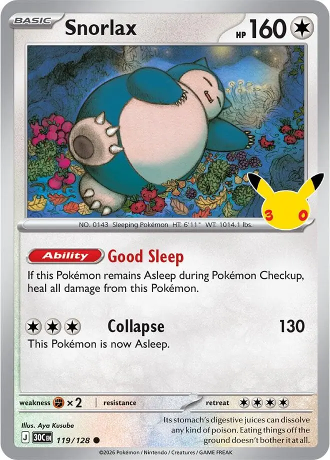 Snorlax, 30th Celebration 119/128