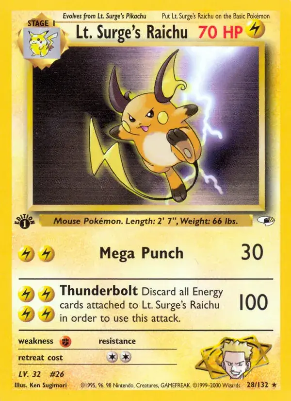 Lt. Surge's Raichu, Gym Heroes 28/132