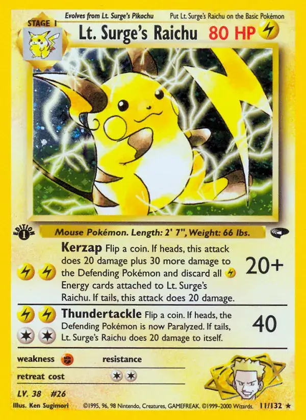 Lt. Surge's Raichu, Gym Challenge 11/132