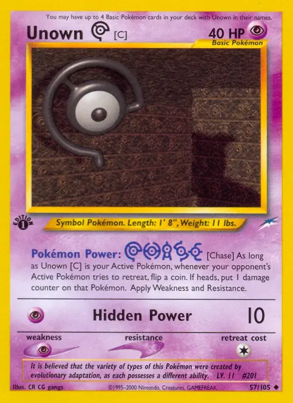 Unown [C], Neo Destiny 57/105