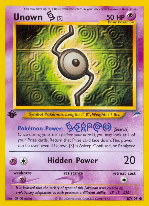 Unown [S], Neo Destiny 87/105