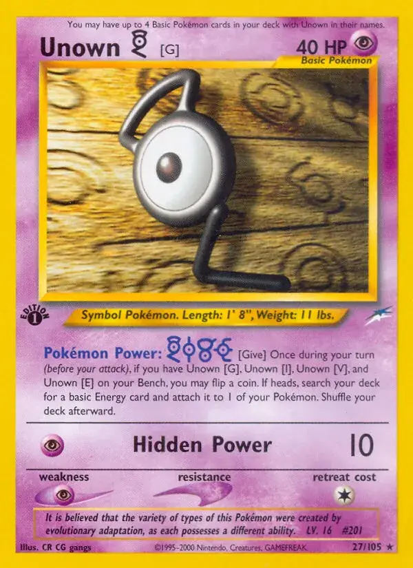 Unown [G], Neo Destiny 27/105