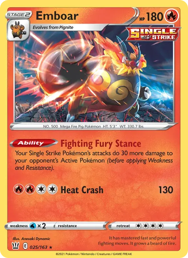 Emboar, Battle Styles 25/163