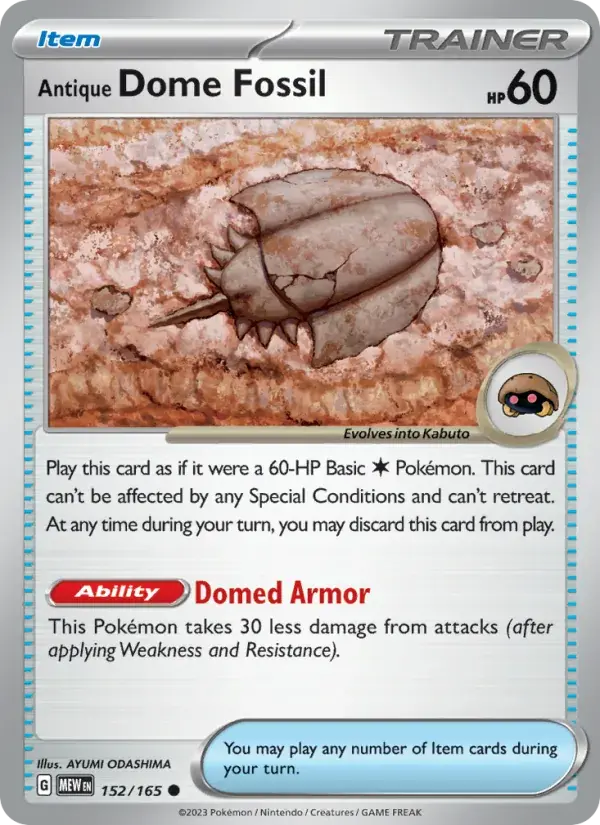 Antique Dome Fossil, Pokémon 151 152/165