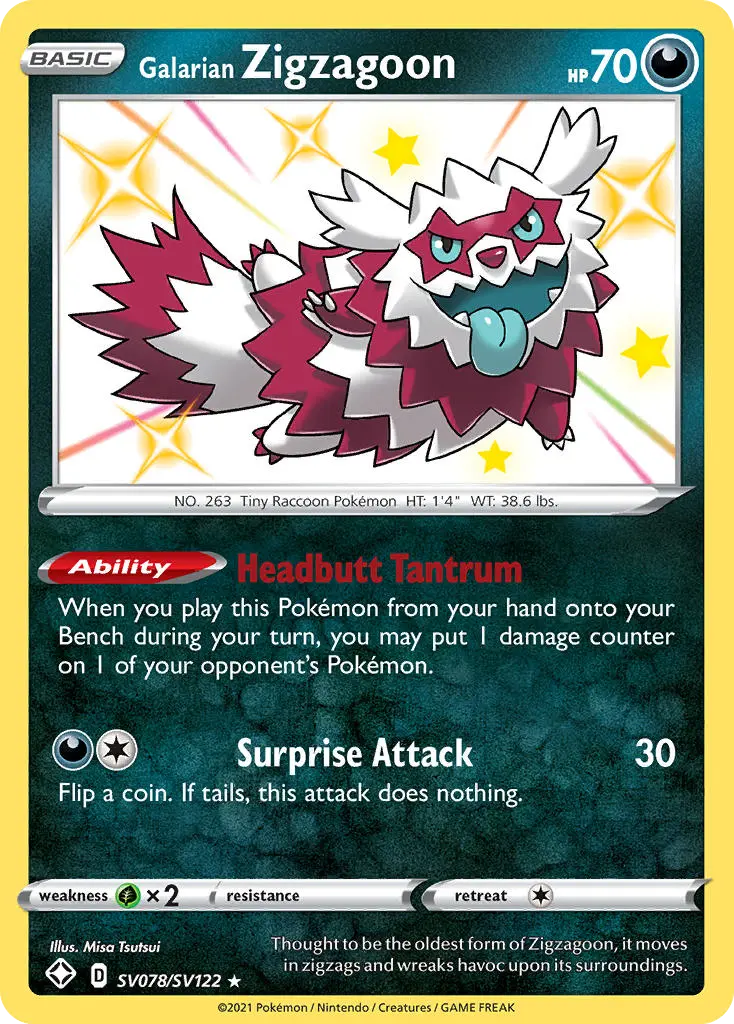 Galarian Zigzagoon, Shining Fates Shiny Vault SV078/122