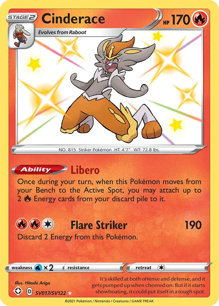 Cinderace, Shining Fates Shiny Vault SV017/122