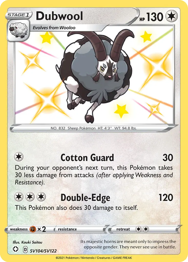 Dubwool, Shining Fates Shiny Vault SV104/122